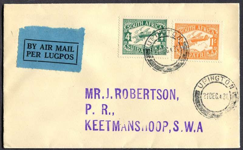 Union of SA - Flight Cover - From Upington to Keetmanshoop