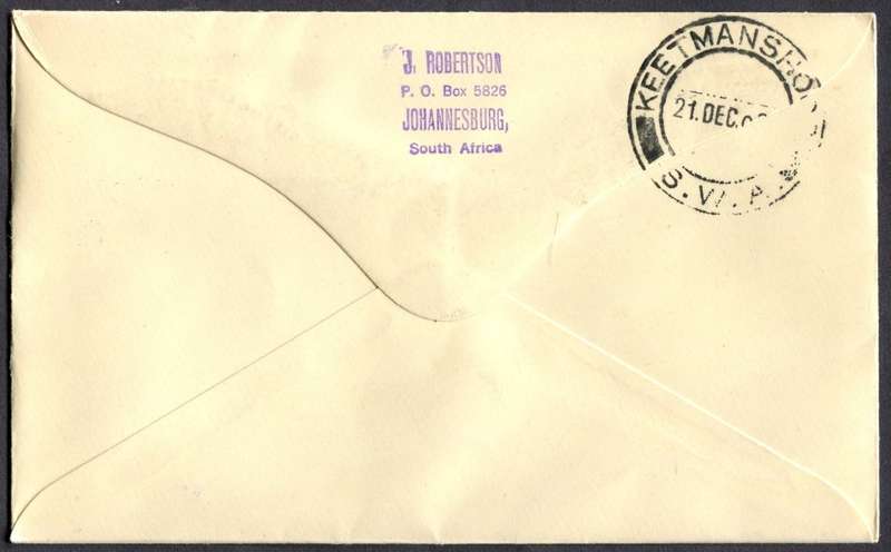 Union of SA - Flight Cover - From Upington to Keetmanshoop