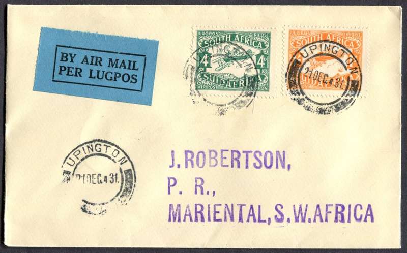Union of SA - Flight Cover - From Upington to Mariental