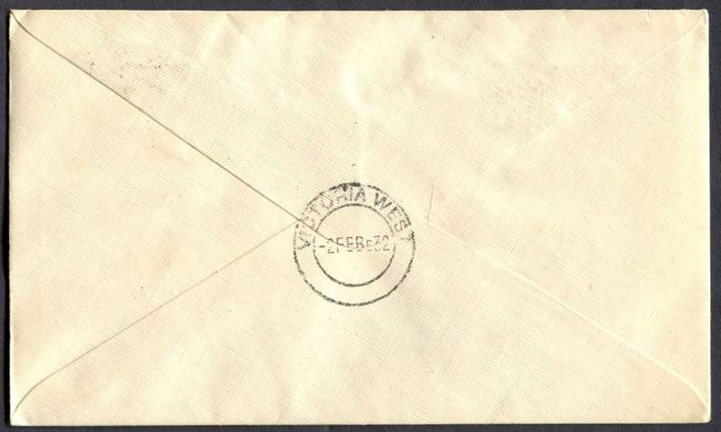 Union of SA - Flight Cover - From Kimberley To Victoria West
