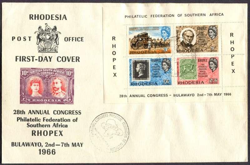 Rhodesia - Miniature Sheet - Top and Left Margin Imperforate - 1966 - FDC