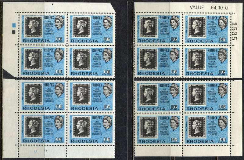 Rhodesia - Set Of The 4 Corners and Imprint Blocks of 4 - 1966 - MNH - 20 Blocks in Total