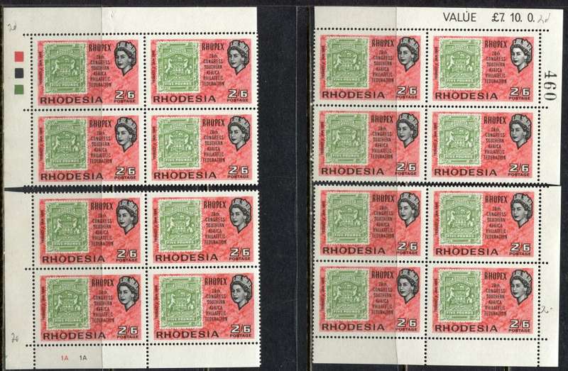 Rhodesia - Set Of The 4 Corners and Imprint Blocks of 4 - 1966 - MNH - 20 Blocks in Total