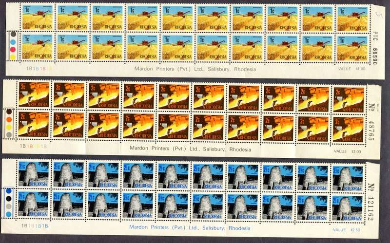 Rhodesia - Set of 14 Double Bottom Rows - 1B -1970 - MM