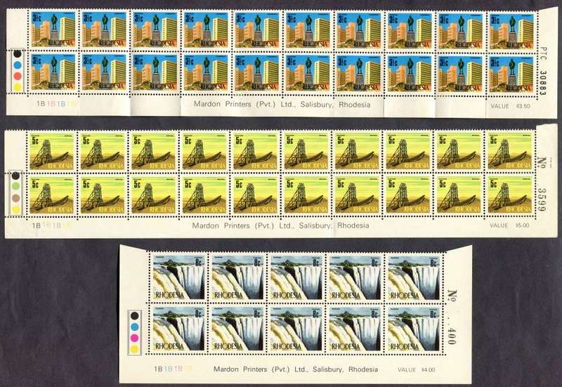 Rhodesia - Set of 14 Double Bottom Rows - 1B -1970 - MM