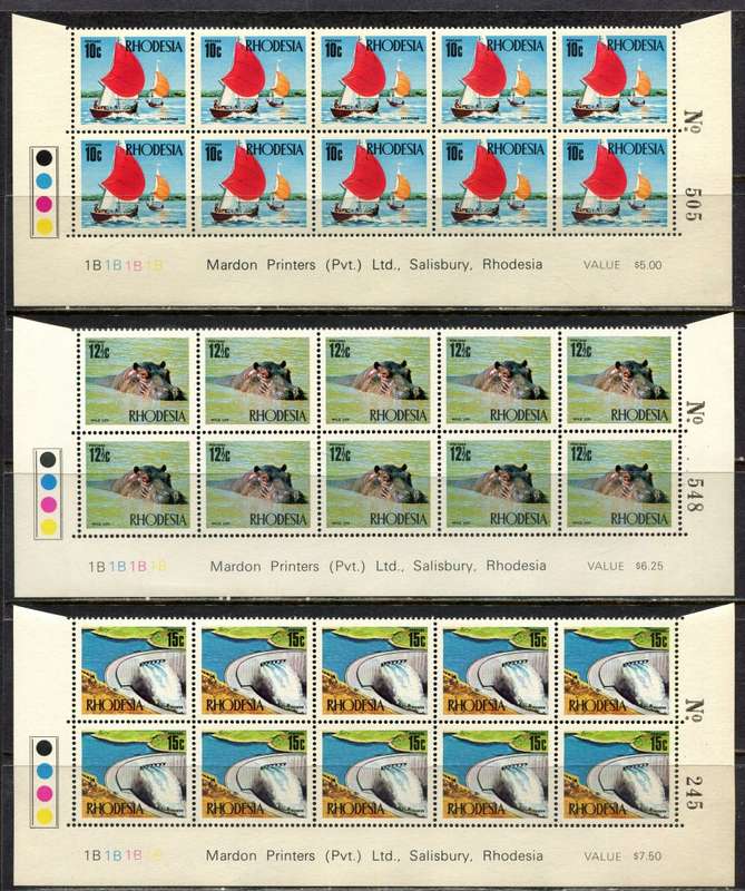 Rhodesia - Set of 14 Double Bottom Rows - 1B -1970 - MM
