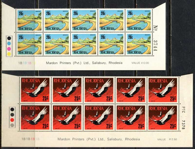 Rhodesia - Set of 14 Double Bottom Rows - 1B -1970 - MM