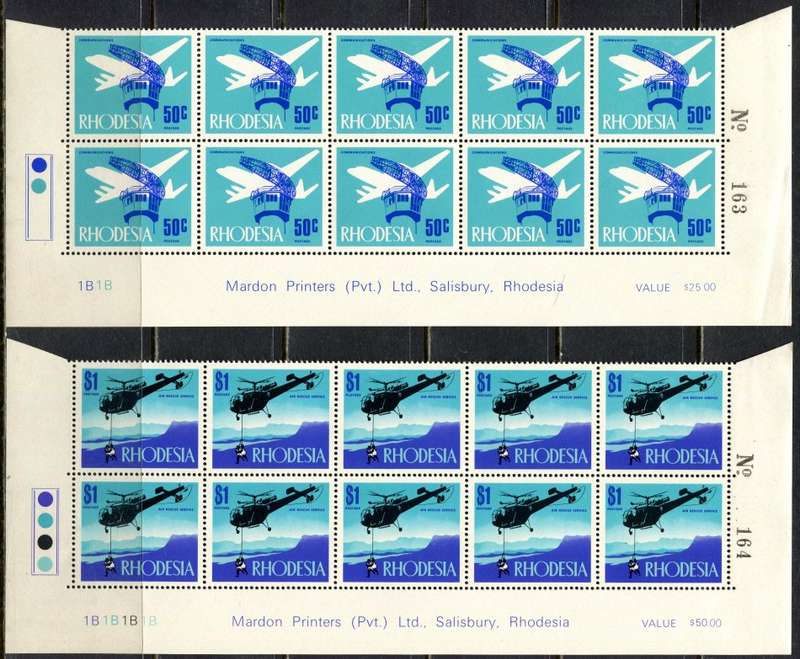 Rhodesia - Set of 14 Double Bottom Rows - 1B -1970 - MM