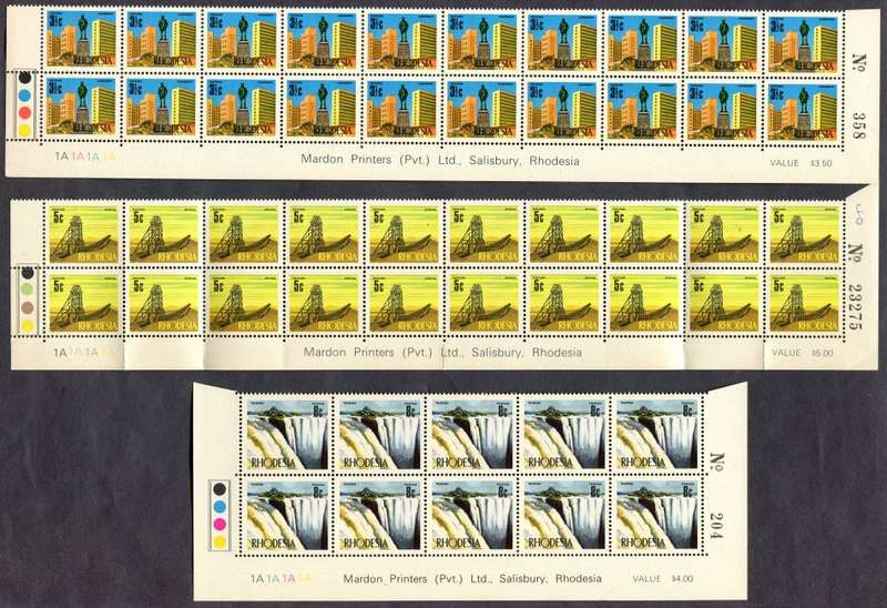 Rhodesia - Set of 14 Double Bottom Rows - 1A -1970 - MM - 1c Some Paper Remains In Margin