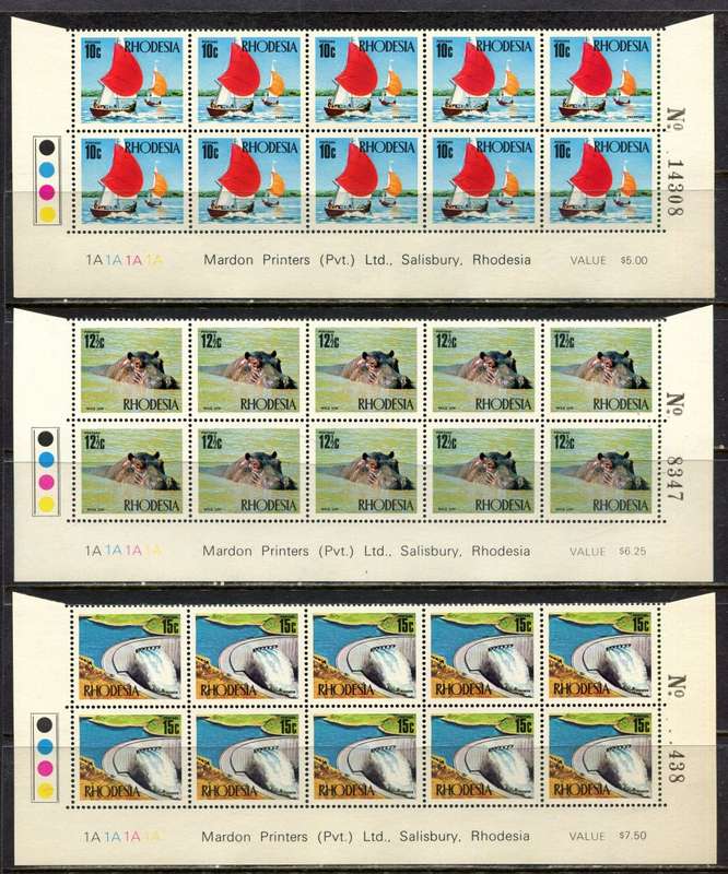 Rhodesia - Set of 14 Double Bottom Rows - 1A -1970 - MM - 1c Some Paper Remains In Margin