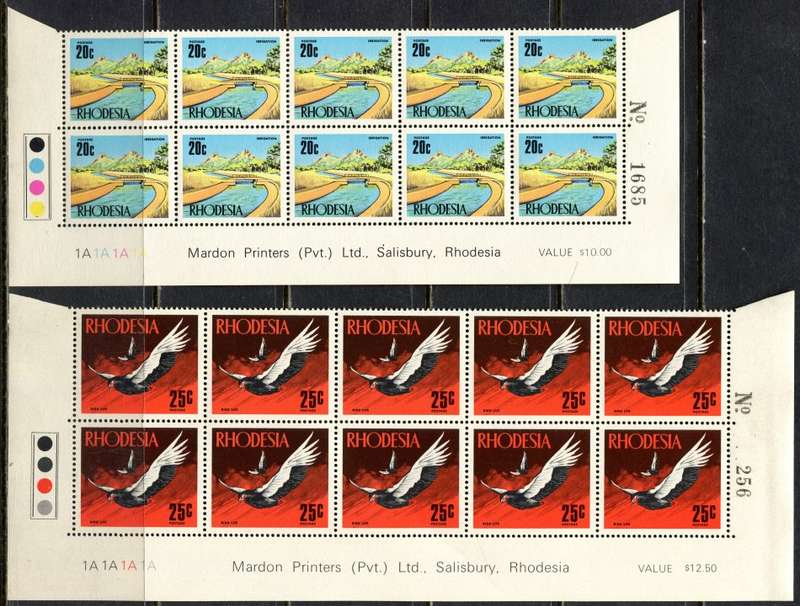 Rhodesia - Set of 14 Double Bottom Rows - 1A -1970 - MM - 1c Some Paper Remains In Margin
