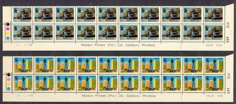 Rhodesia - Set of 5 Double Bottom Rows - 1A - 1973 - MNH