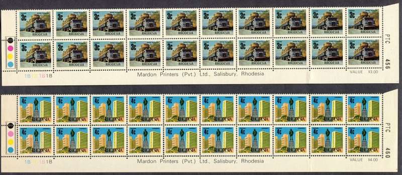 Rhodesia - Set of 5 Double Bottom Rows - 1B - 1973 - MNH