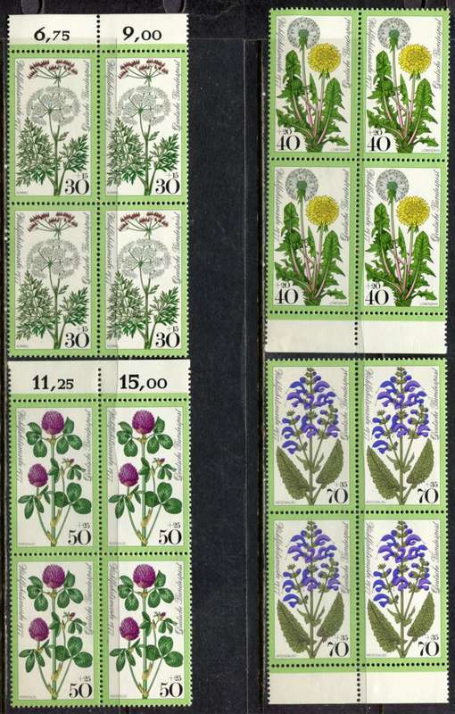 Germany/Federal - Flowers - Set of 4 Blocks Of 4  - 1977 - MNH