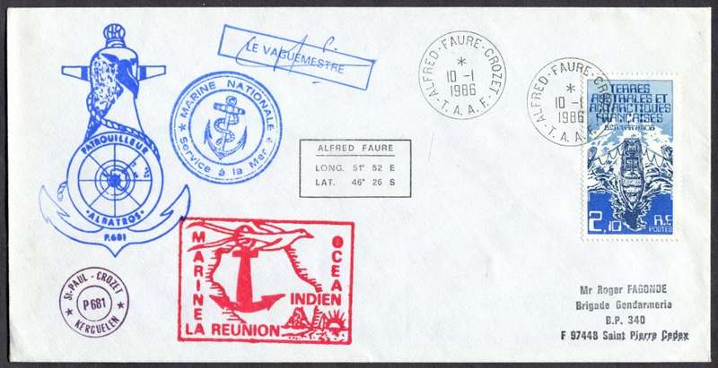 French Southern and Antartic Territories - Cover Posted at Sea