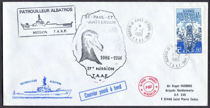 French Southern and Antartic Territories - Cover Posted at Sea