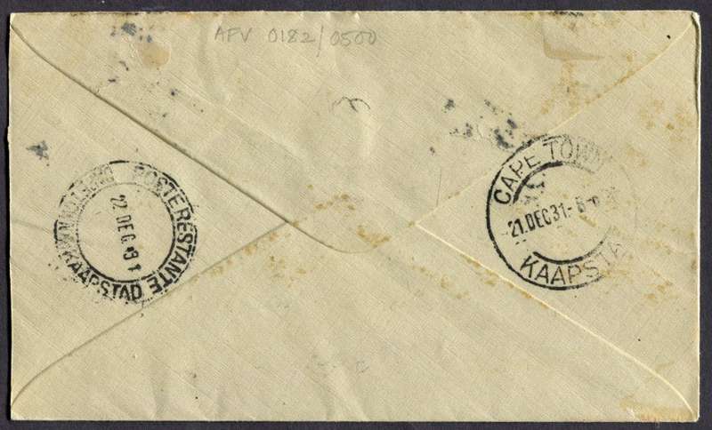 Union of SA - Flight Cover - Germiston Station to Cape Town