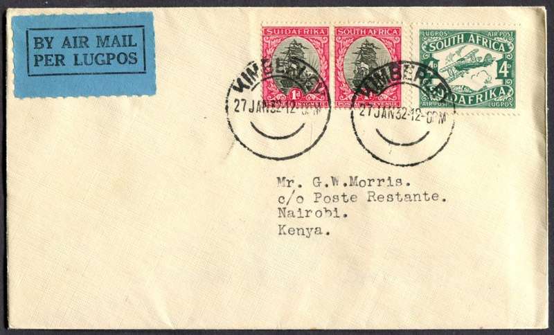 Union of SA - Flight Cover - Kimberly to Nairobi