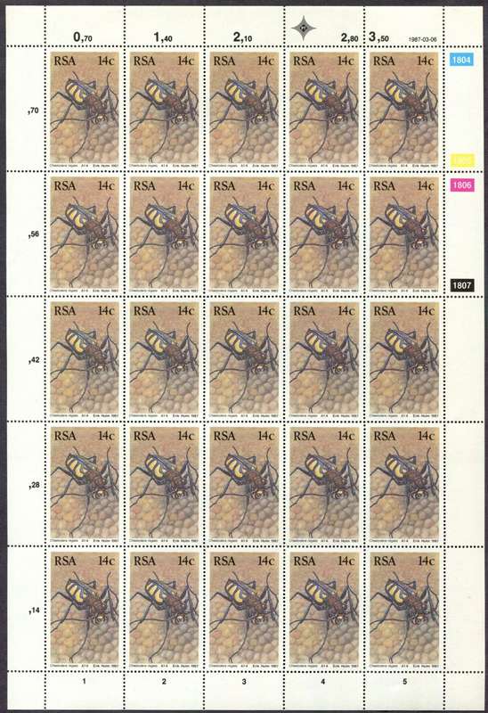 RSA - Set of 4 Full Sheets - 1987 - MNH