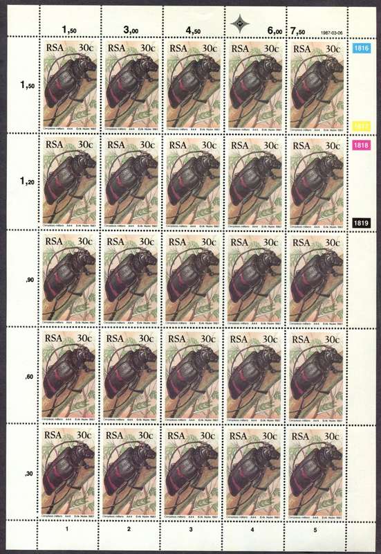 RSA - Set of 4 Full Sheets - 1987 - MNH