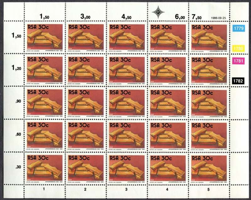 RSA - Set of 4 Full Sheets - 1986 - MNH