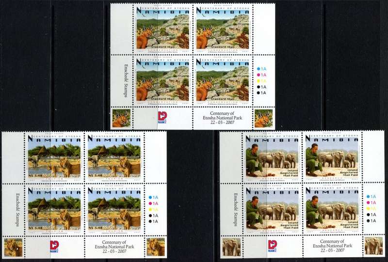 Namibia - Animals - Set Of 3 Control Blocks of 4 - 2007 - MNH