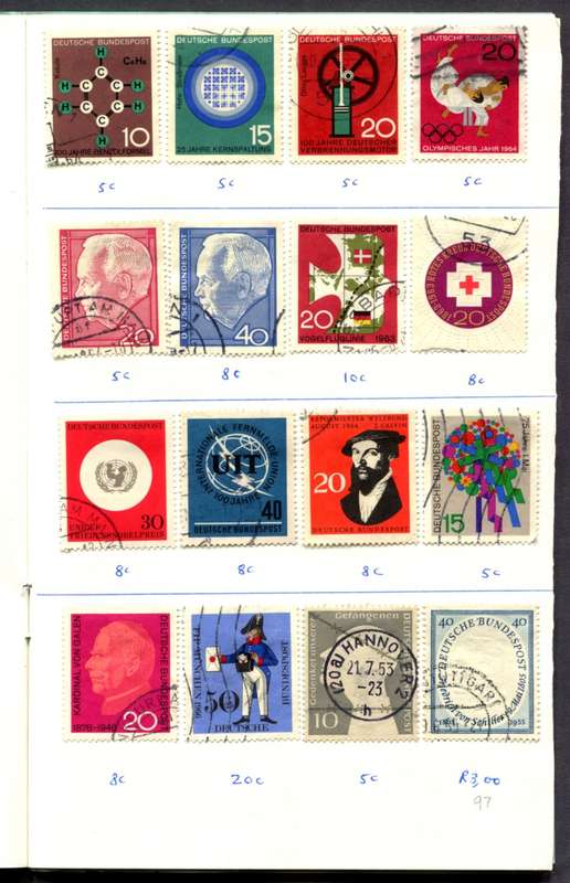 Germany/Federal - 191 Stamps Mounted (Hinged) In 12 Page Approval Book