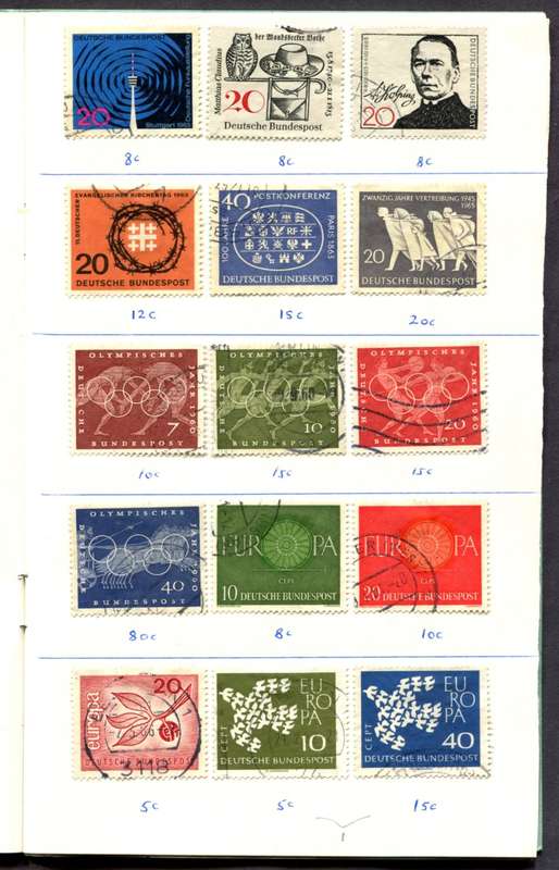 Germany/Federal - 191 Stamps Mounted (Hinged) In 12 Page Approval Book