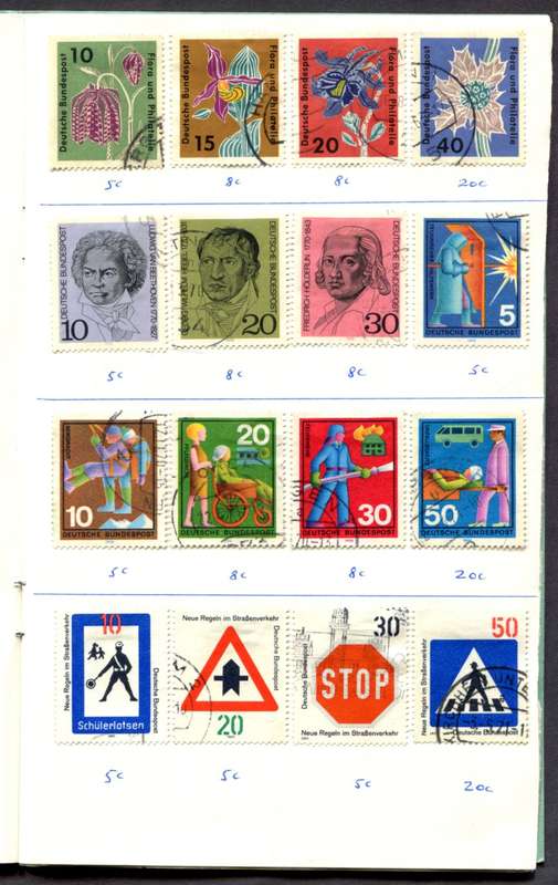 Germany/Federal - 191 Stamps Mounted (Hinged) In 12 Page Approval Book
