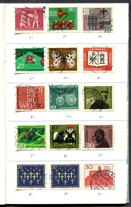 Germany/Federal - 191 Stamps Mounted (Hinged) In 12 Page Approval Book