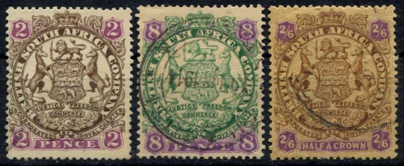 BSAC - 1896 - 8d = Die I  -  2d and 2/6 = Die II  - Used