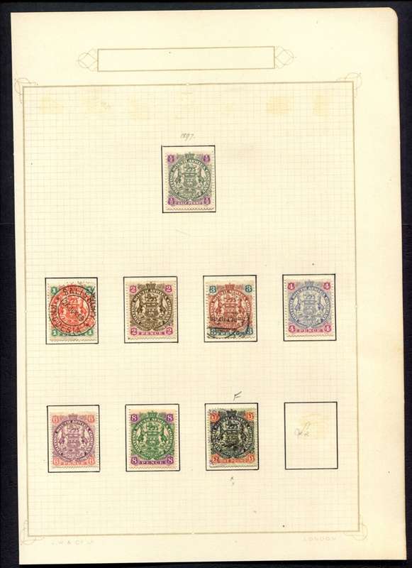 BSAC - 8 Stamps Mounted (Hinged) On Old Album Page - 1 Pound Fiscally Used