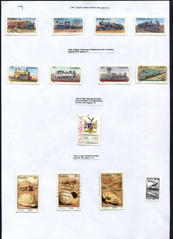 Namibia - 12 Stamps Mounted (Hinged) on Old Album Page