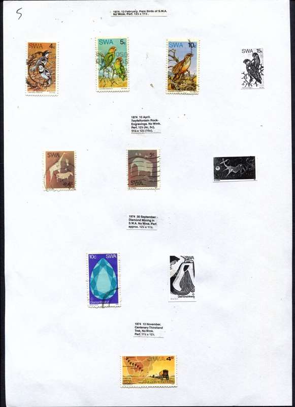 SWA - 7 Stamps Mounted (Hinged) on Old Album Page