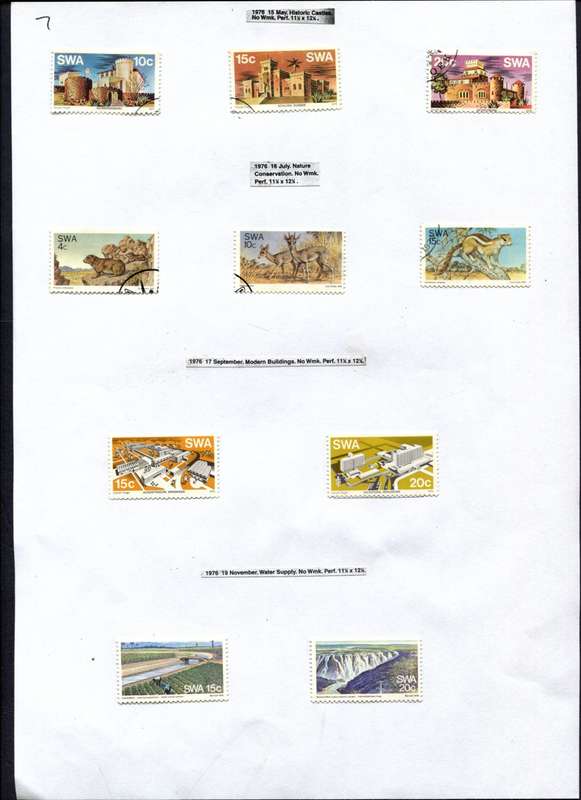 SWA - 10 Stamps Mounted (Hinged) on Old Album Page