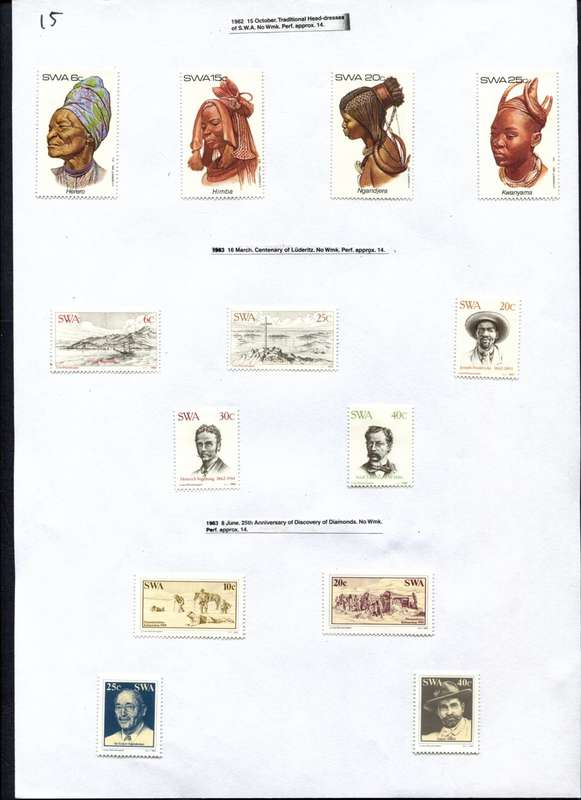 SWA - 13 Stamps Mounted (Hinged) on Old Album Page