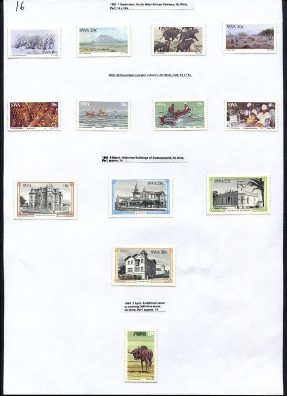 SWA - 13 Stamps Mounted (Hinged) on Old Album Page