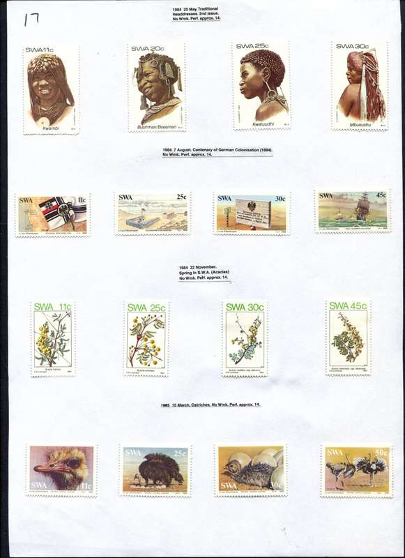 SWA - 16 Stamps Mounted (Hinged) on Old Album Page