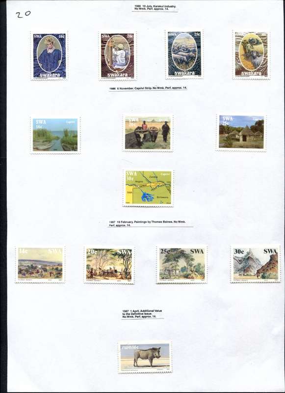 SWA - 13 Stamps Mounted (Hinged) on Old Album Page