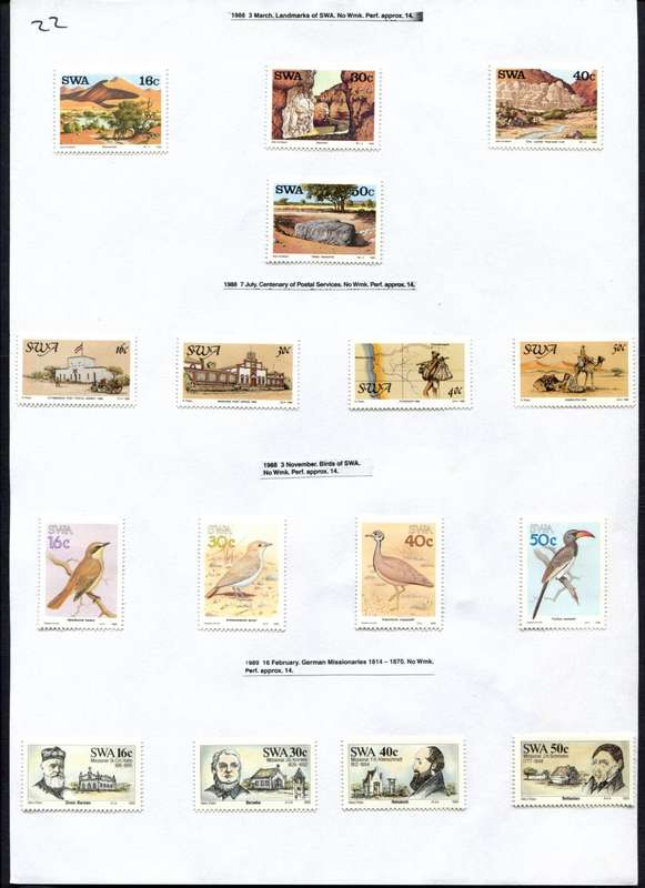 SWA - 16 Stamps Mounted (Hinged) on Old Album Page