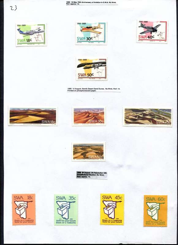 SWA - 12 Stamps Mounted (Hinged) on Old Album Page