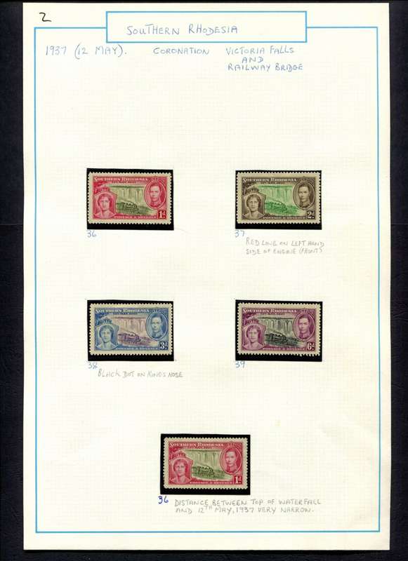 Southern Rhodesia - 5 Stamps Mounted (Hinged) on Old Album Page