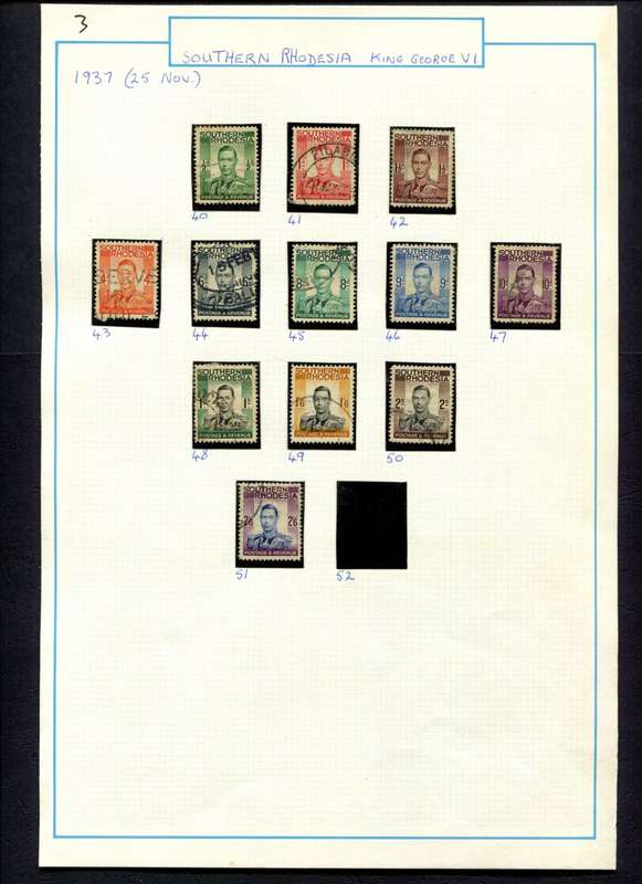 Southern Rhodesia - 12 Stamps Mounted (Hinged) on Old Album Page