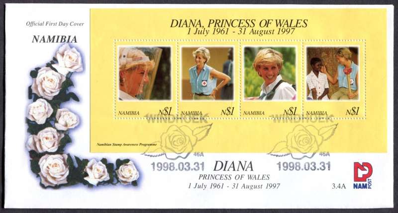 Namibia - Diana - Miniature Sheet FDC - 1998