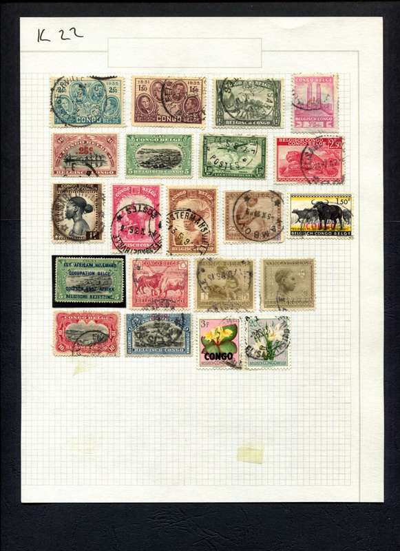 Belgium Congo - 21 Stamps Mounted (Hinged) On Album Page