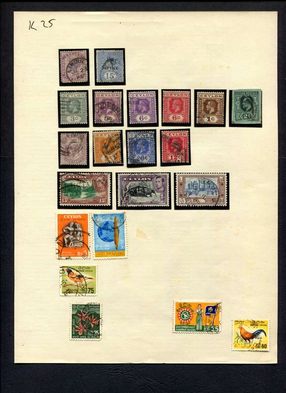 Ceylon - 21 Stamps Mounted (Hinged) On Album Page
