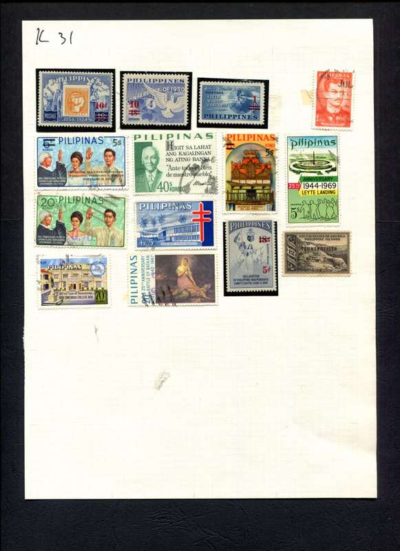 Philippines - 14 Stamps Mounted (Hinged) On Album Page