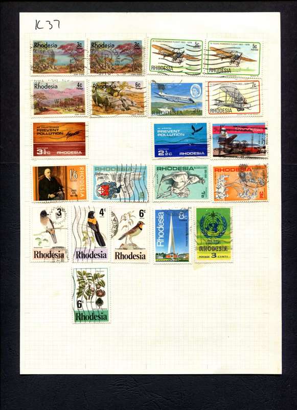 Rhodesia - 21 Stamps Mounted (Hinged) On Album Page