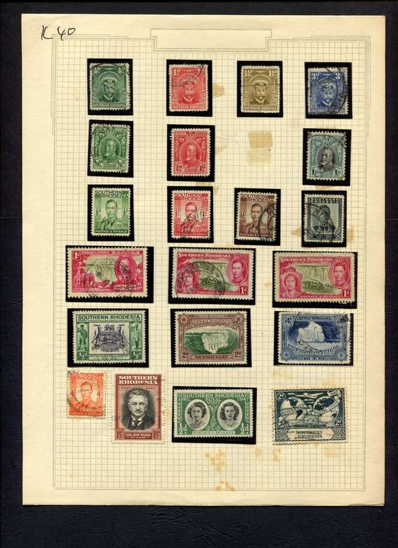 Southern Rhodesia - 21 Stamps Mounted (Hinged) On Album Page
