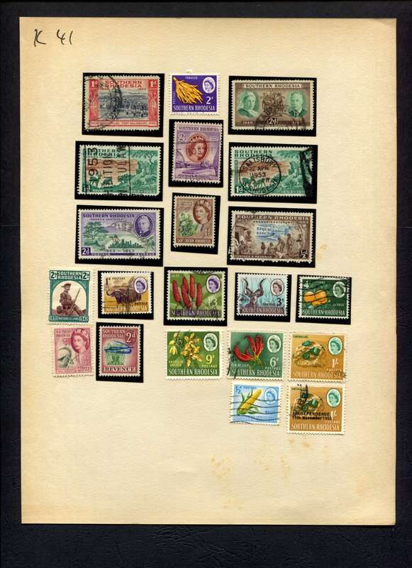 Southern Rhodesia - 21 Stamps Mounted (Hinged) On Album Page